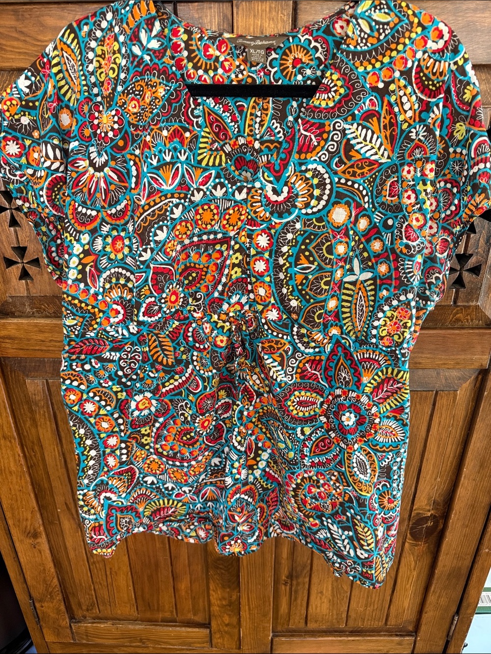 Tommy Bahama Multicolor Paisley Floral Short Sleeve Top